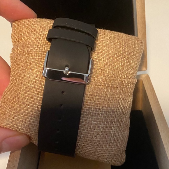 BOBO BIRD Men's Black Wooden Watch - Cowhide Leather Strap, Quartz Face - Picture 3 of 11